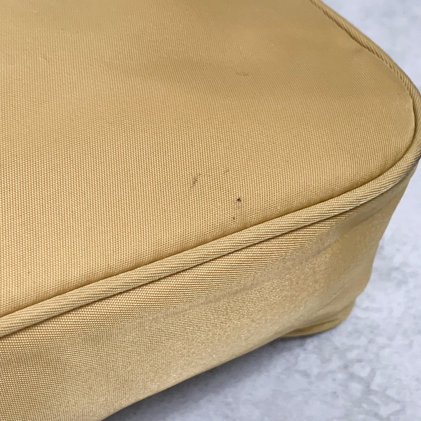 PRADA Accessory Pouch Handbag Logo Tote Bag Purse Nylon Yellow Used Auth Unisex