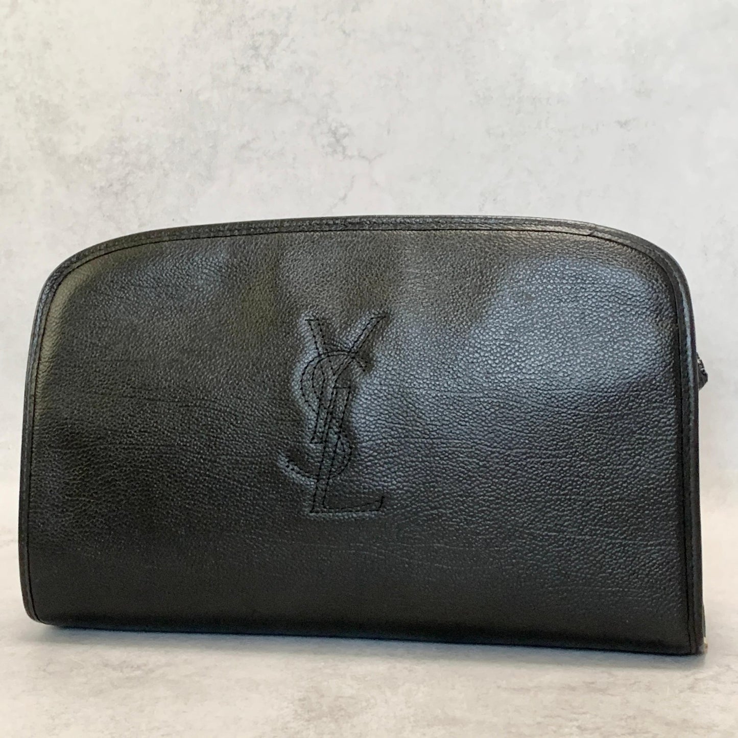 Saint Laurent Bag YSL Cassandra Clutch Purse Hand Leather Black Gold Authentic