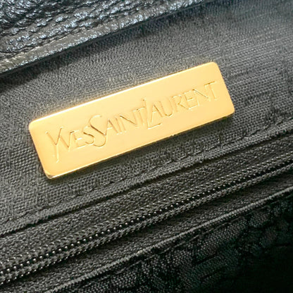 Saint Laurent Bag YSL Cassandra Clutch Purse Hand Leather Black Gold Authentic