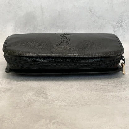 Saint Laurent Bag YSL Cassandra Clutch Purse Hand Leather Black Gold Authentic