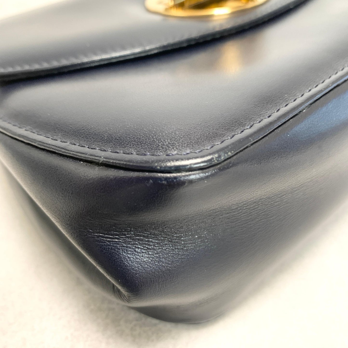 GIANNI VERSACE Medusa Shoulder Bag Purse Leather Dark Navy Women's Authentic