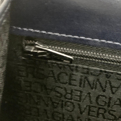 GIANNI VERSACE Medusa Shoulder Bag Purse Leather Dark Navy Women's Authentic