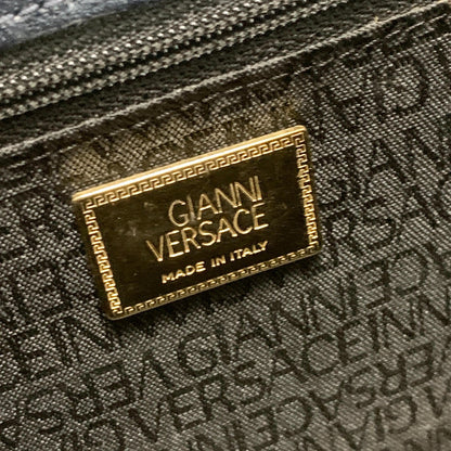 GIANNI VERSACE Medusa Shoulder Bag Purse Leather Dark Navy Women's Authentic
