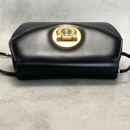 GIANNI VERSACE Medusa Shoulder Bag Purse Leather Dark Navy Women's Authentic