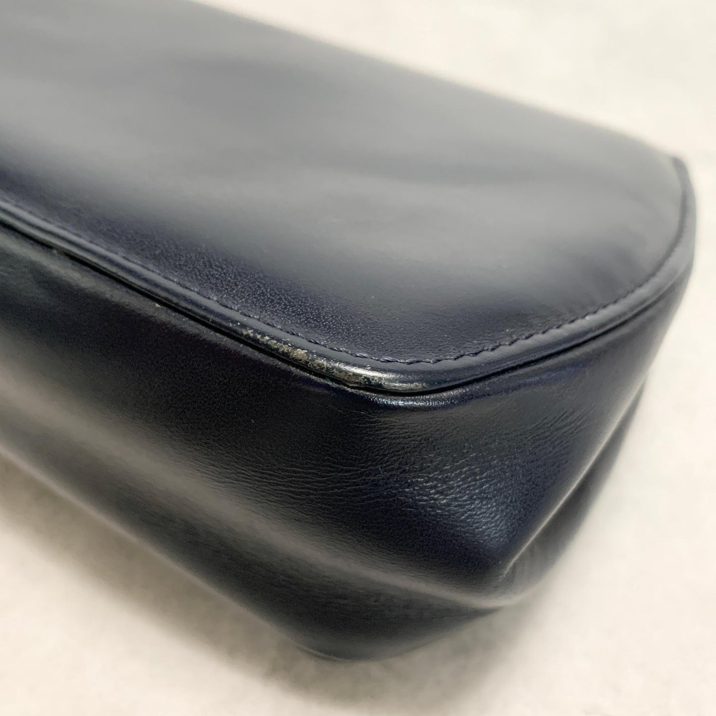 GIANNI VERSACE Medusa Shoulder Bag Purse Leather Dark Navy Women's Authentic