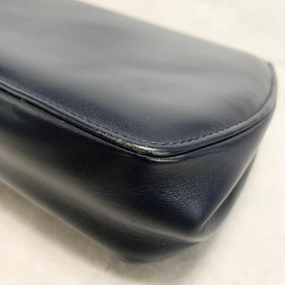 GIANNI VERSACE Medusa Shoulder Bag Purse Leather Dark Navy Women's Authentic
