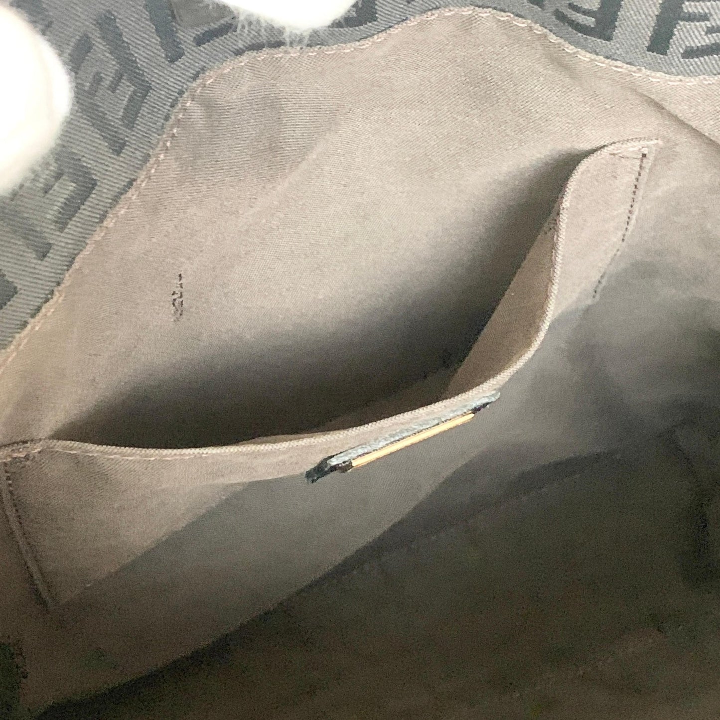 FENDI Zucchino FF Tote Bag Handbag Purse Canvas Leather Brown Black Gold Auth