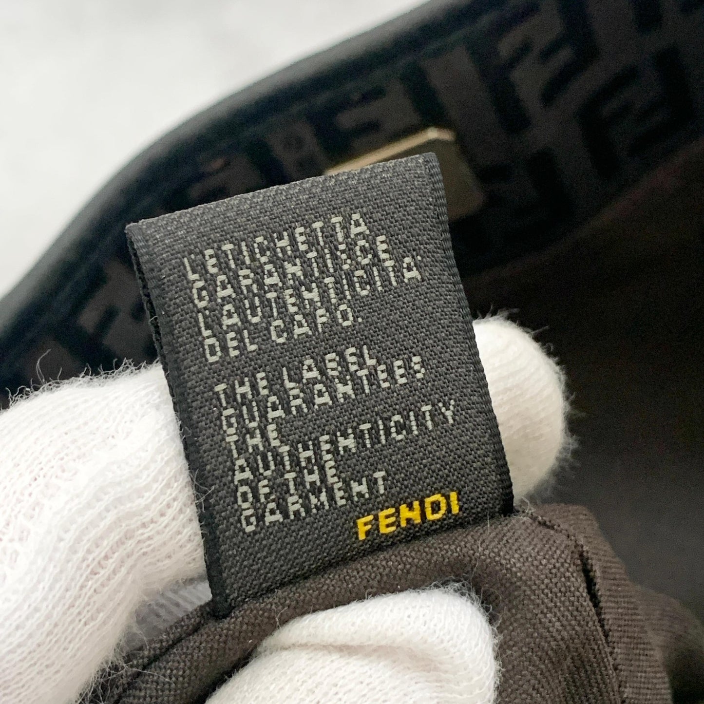 FENDI Zucchino FF Tote Bag Handbag Purse Canvas Leather Brown Black Gold Auth