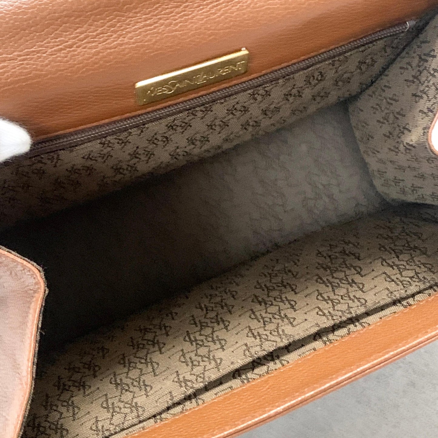 Saint Laurent Bag Cassandra YSL Logo Hand Tote Purse Leather Brown Gold Auth