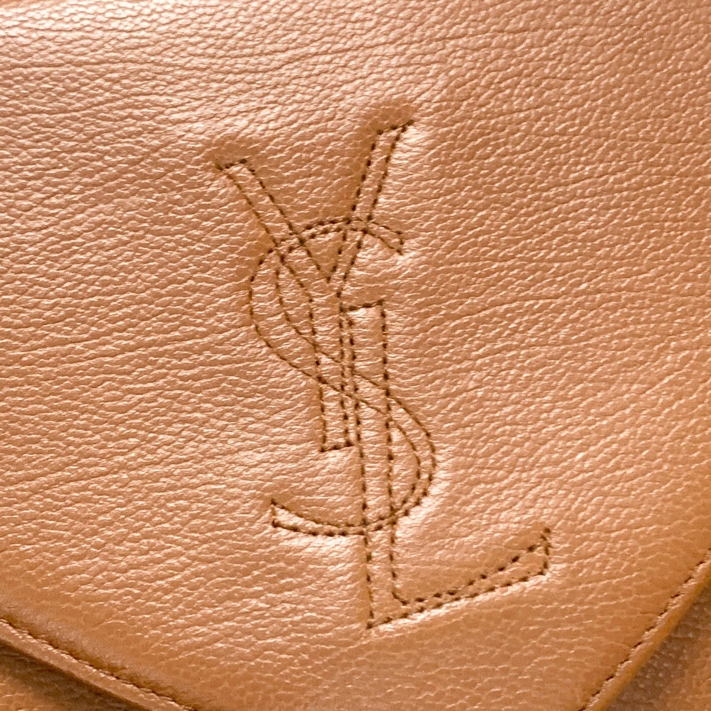 Saint Laurent Bag Cassandra YSL Logo Hand Tote Purse Leather Brown Gold Auth