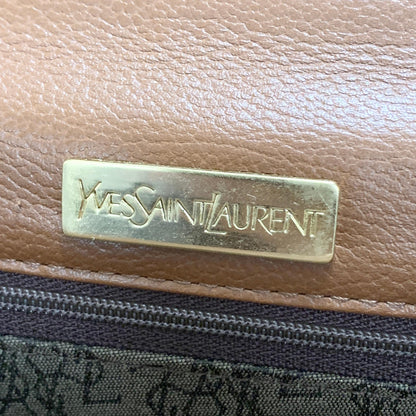Saint Laurent Bag Cassandra YSL Logo Hand Tote Purse Leather Brown Gold Auth