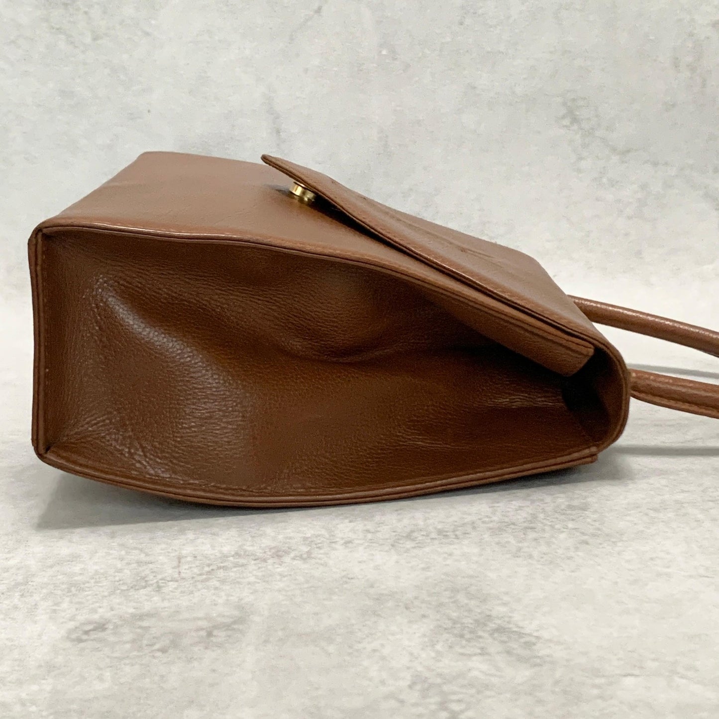 Saint Laurent Bag Cassandra YSL Logo Hand Tote Purse Leather Brown Gold Auth