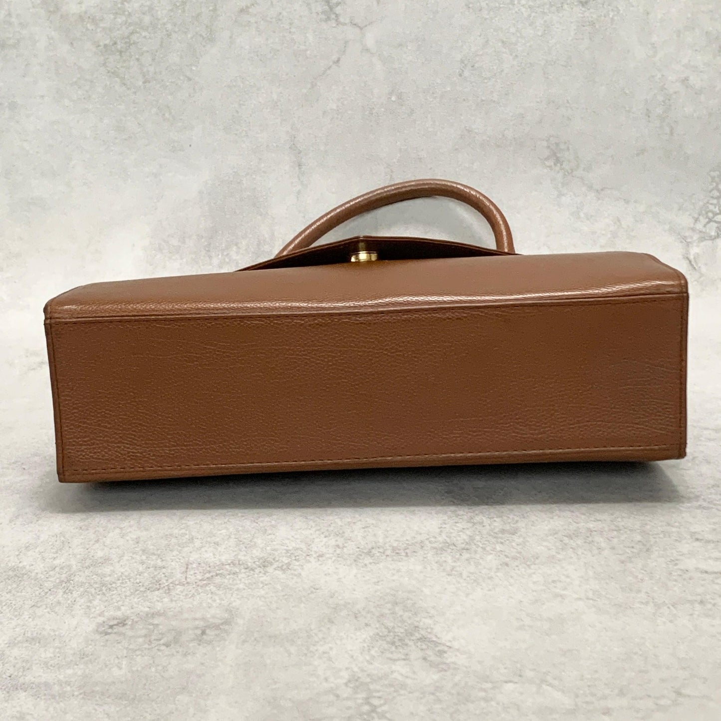 Saint Laurent Bag Cassandra YSL Logo Hand Tote Purse Leather Brown Gold Auth