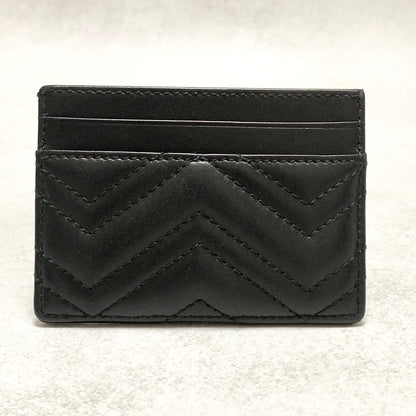 GUCCI Marmont GG Card Holder Quilted Case Wallet Leather Black Gold Authentic