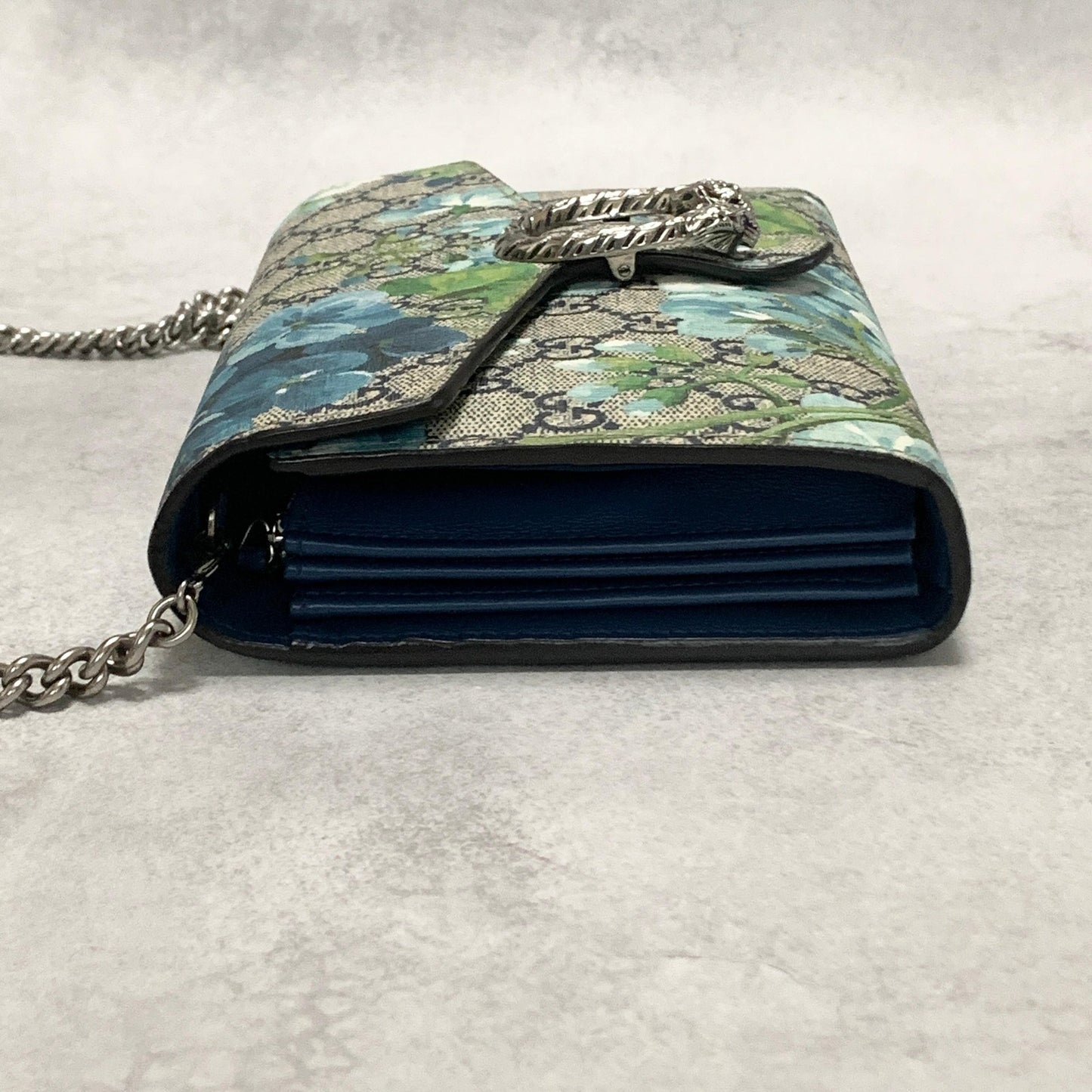 GUCCI Bag Chain Wallet Dionysus Flora Shoulder Purse Leather Beige Authentic