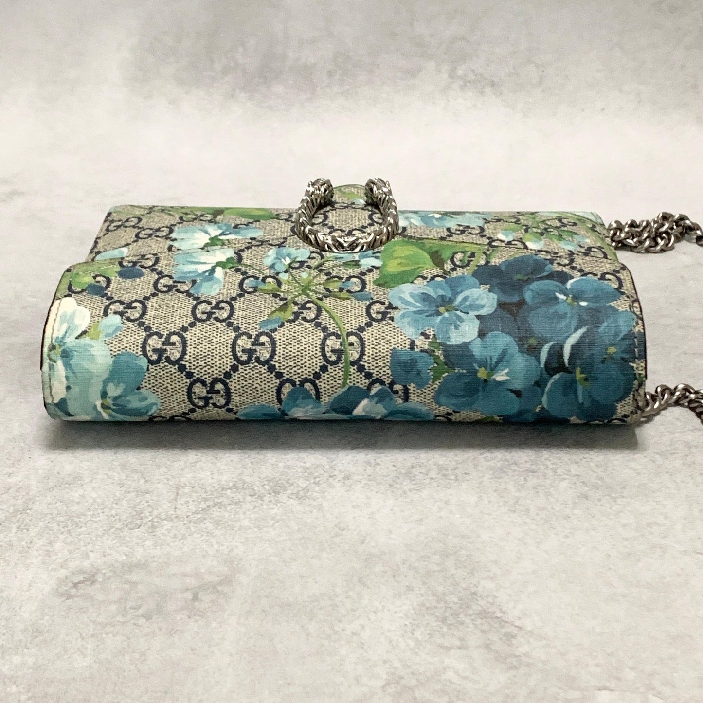 GUCCI Bag Chain Wallet Dionysus Flora Shoulder Purse Leather Beige Authentic