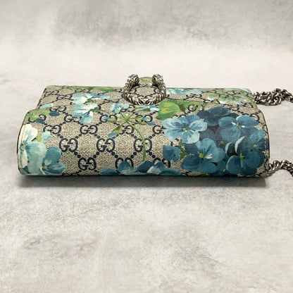 GUCCI Bag Chain Wallet Dionysus Flora Shoulder Purse Leather Beige Authentic