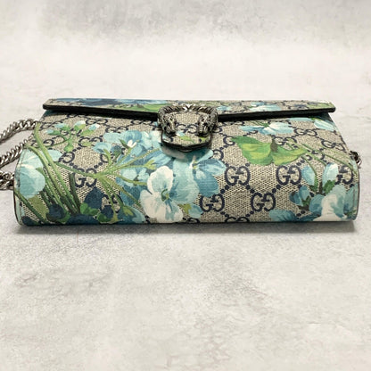 GUCCI Bag Chain Wallet Dionysus Flora Shoulder Purse Leather Beige Authentic