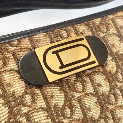 Christian Dior Bag Trotter Hand Shoulder Purse Brown Gold Limited model Auth