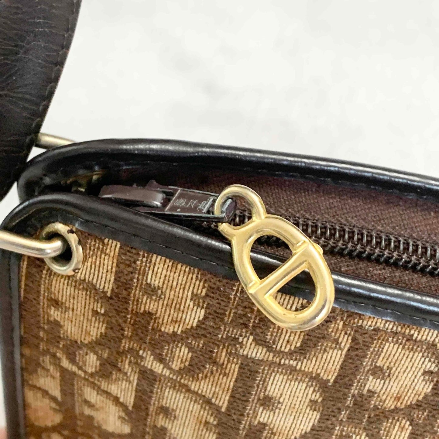 Christian Dior Bag Trotter Hand Shoulder Purse Brown Gold Limited model Auth