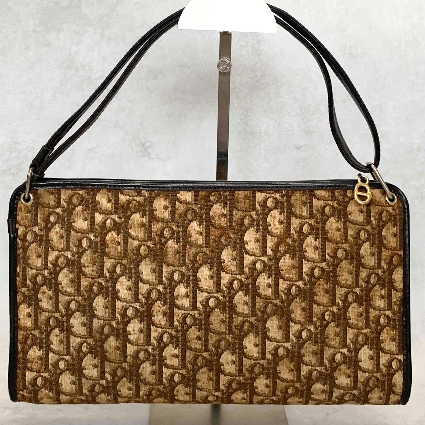 Christian Dior Bag Trotter Hand Shoulder Purse Brown Gold Limited model Auth