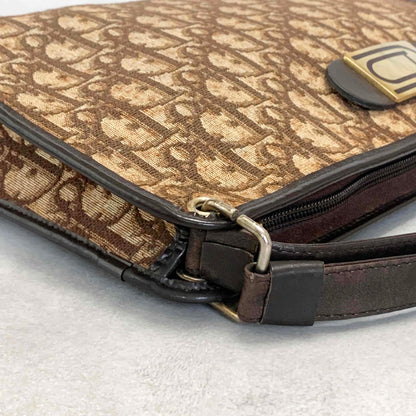Christian Dior Bag Trotter Hand Shoulder Purse Brown Gold Limited model Auth