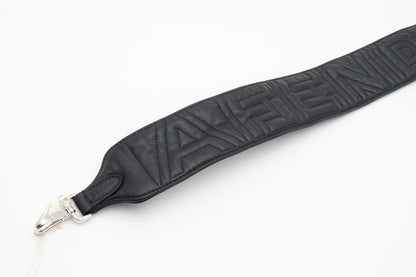 FENDI Strap you Shoulder strap Logo Quilted Leather Black Silver Auth Unisex