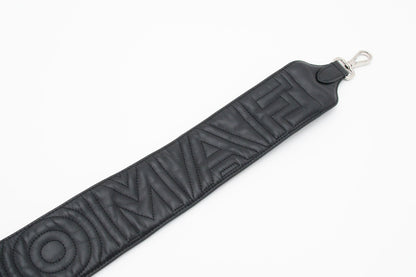 FENDI Strap you Shoulder strap Logo Quilted Leather Black Silver Auth Unisex