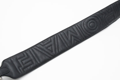 FENDI Strap you Shoulder strap Logo Quilted Leather Black Silver Auth Unisex