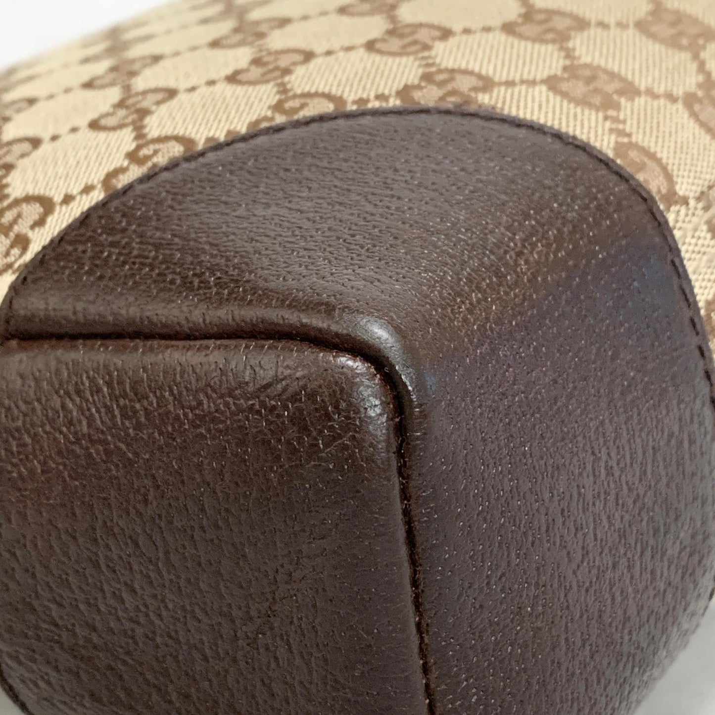 GUCCI Bag GG Canvas Shoulder Purse Canvas Leather Brown Silver Used Authentic