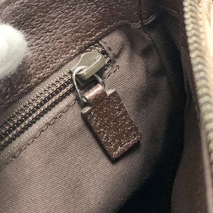 GUCCI Bag GG Canvas Shoulder Purse Canvas Leather Brown Silver Used Authentic