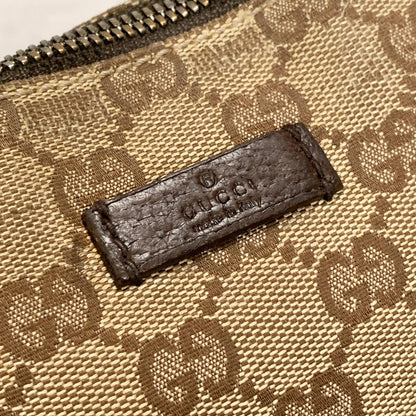 GUCCI Bag GG Canvas Shoulder Purse Canvas Leather Brown Silver Used Authentic