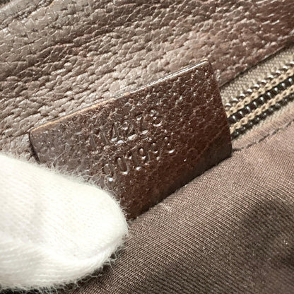 GUCCI Bag GG Canvas Shoulder Purse Canvas Leather Brown Silver Used Authentic