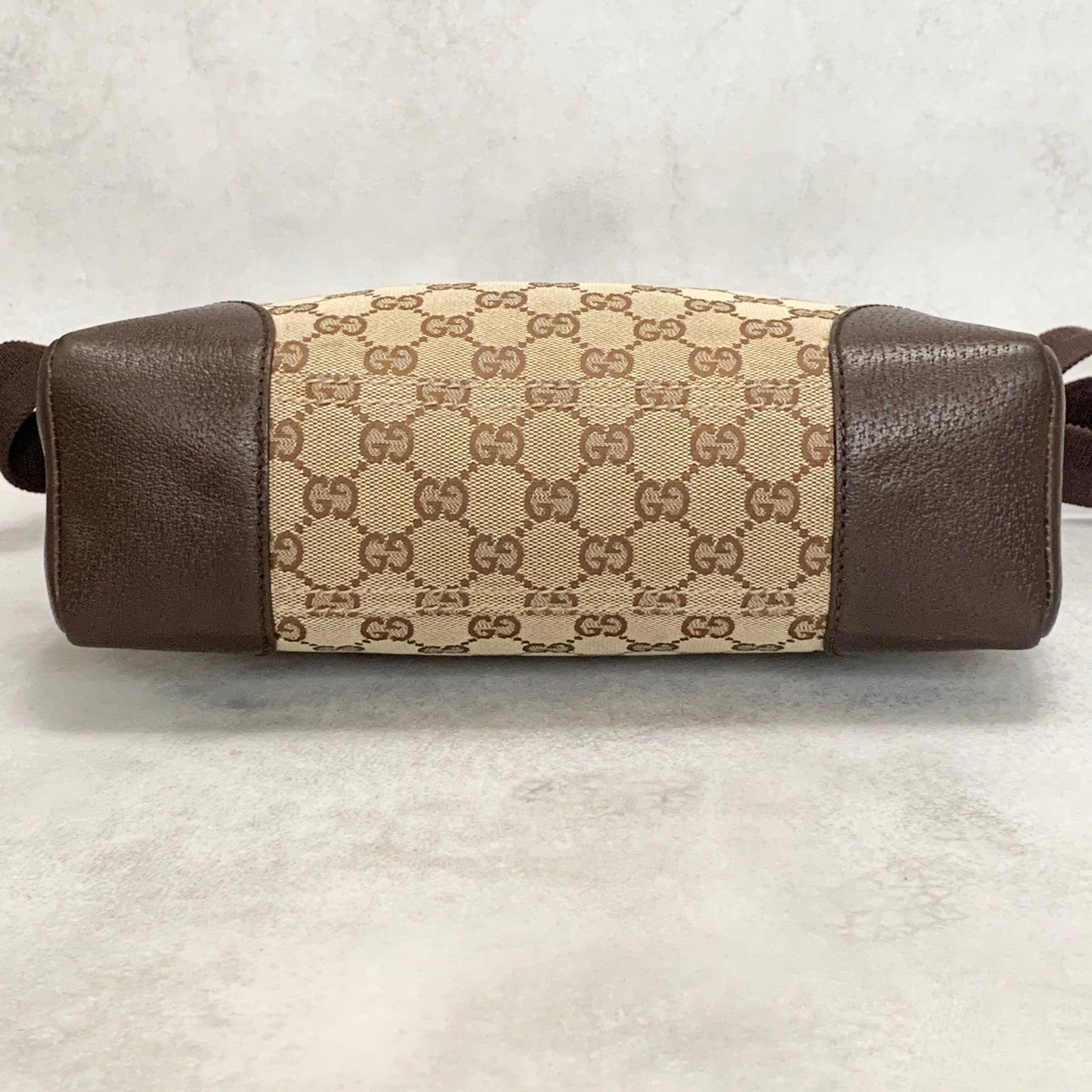 GUCCI Bag GG Canvas Shoulder Purse Canvas Leather Brown Silver Used Authentic
