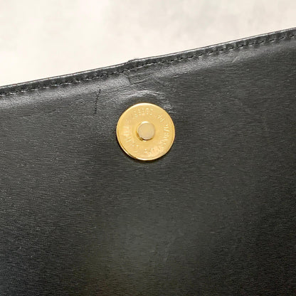 Saint Laurent Bag Cassandra YSL Logo Shoulder Purse Leather Brown Gold Authentic