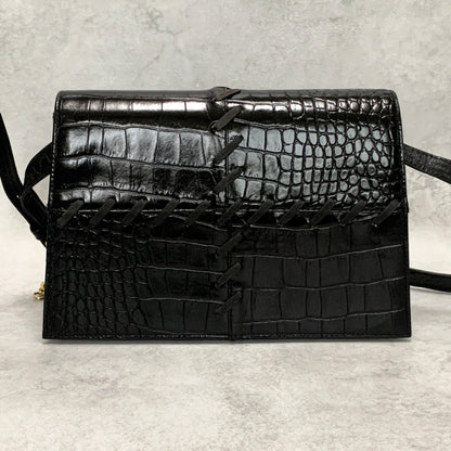 Saint Laurent Bag Cassandra YSL Logo Shoulder Purse Leather Brown Gold Authentic