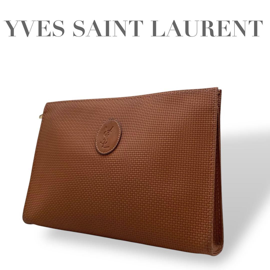 Saint Laurent Clutch Bag Second Bag YSL Cassandra Brown Authentic