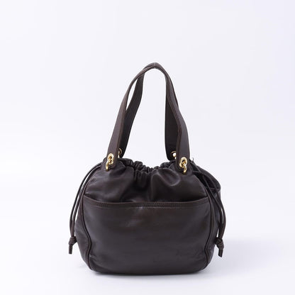 LOEWE Hand Bag Tote Purse Anagram Leather Brown Authentic
