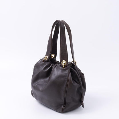 LOEWE Hand Bag Tote Purse Anagram Leather Brown Authentic