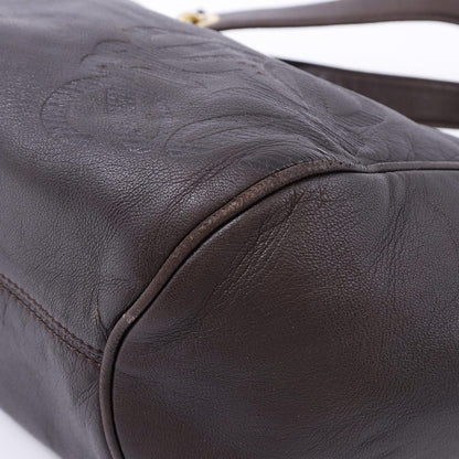 LOEWE Hand Bag Tote Purse Anagram Leather Brown Authentic