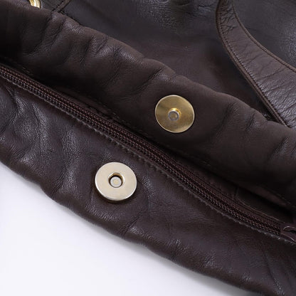 LOEWE Hand Bag Tote Purse Anagram Leather Brown Authentic