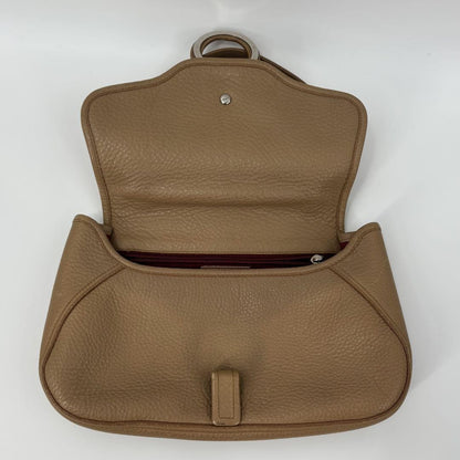 Salvatore Ferragamo Shoulder Bag Purse Gancini Leather Brown Beige Authentic