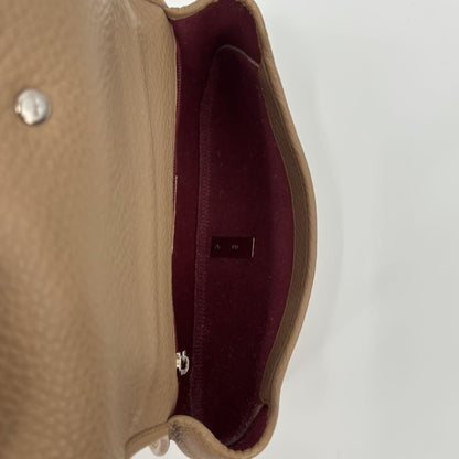 Salvatore Ferragamo Shoulder Bag Purse Gancini Leather Brown Beige Authentic