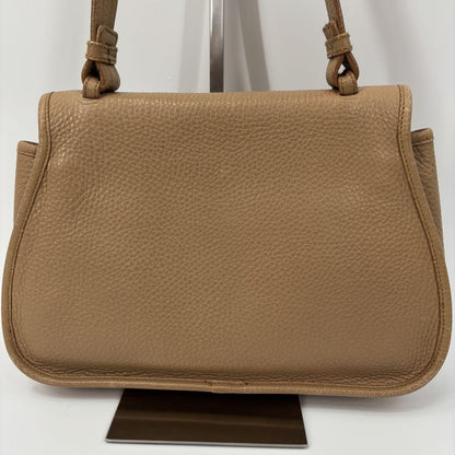 Salvatore Ferragamo Shoulder Bag Purse Gancini Leather Brown Beige Authentic