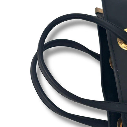 FENDI Hand Bag Tote Purse FF Leather Black Authentic
