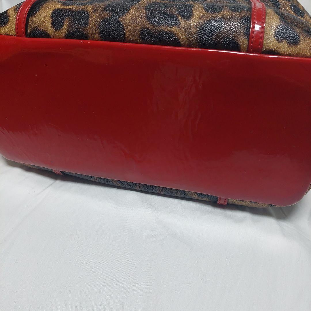 Dolce & Gabbana Hand Bag Tote Purse Leopard Red Brown Authentic