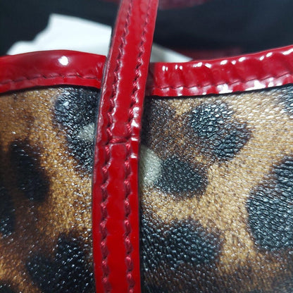 Dolce & Gabbana Hand Bag Tote Purse Leopard Red Brown Authentic