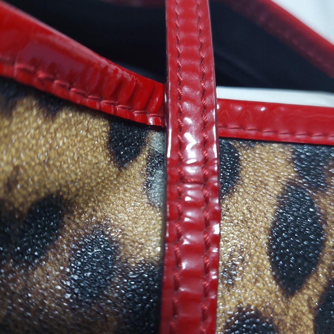 Dolce & Gabbana Hand Bag Tote Purse Leopard Red Brown Authentic