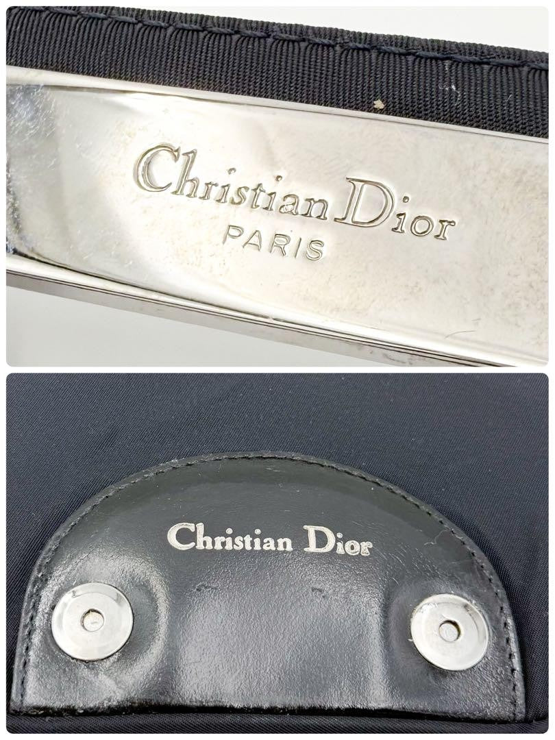 Christian Dior Shoulder Bag Purse Maris Nylon Leather Black Authentic