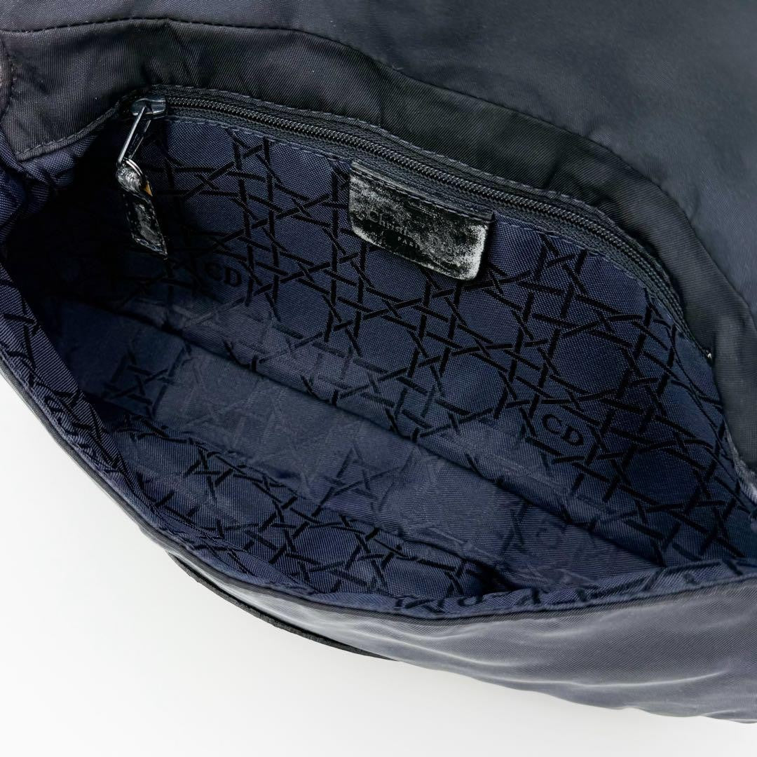 Christian Dior Shoulder Bag Purse Maris Nylon Leather Black Authentic